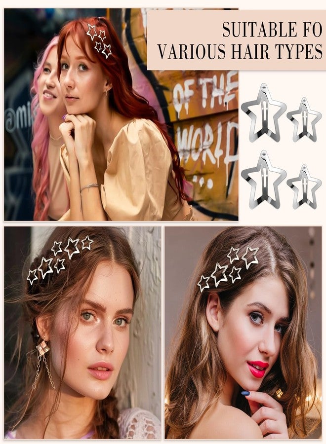 obeoby 40pcs 1.6" and 1.2" Metal Star Hair Clips - 2000s Y2K Silver Star Barrettes for Girls,Y2K Hair Accessories Gifts - Image 4
